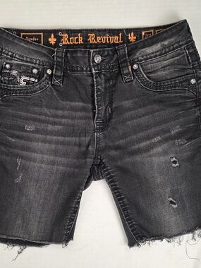 Rock Revival Womens Slim Washed Black Distressed Jeans Y2K, Grunge, Goth